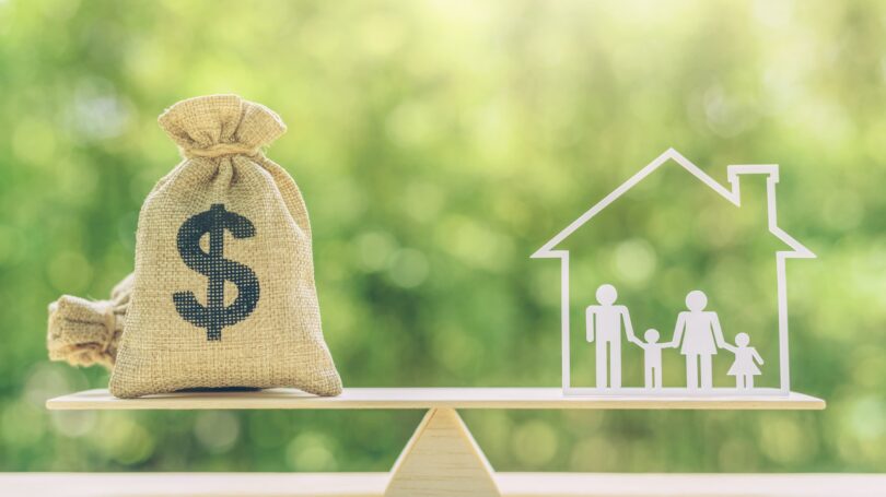 Housing Cost Home Mortgage Money Bag Balance Scale