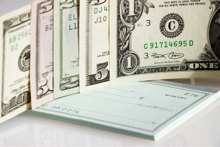 Checkbook Cash Banknotes Us Dollars