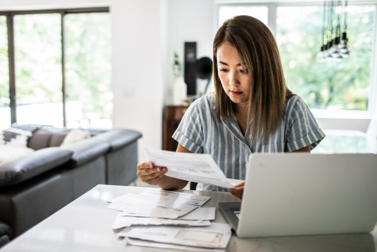 Woman Paying Bills Computer