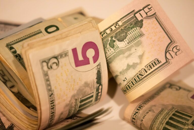 Wad Various Denominations Us Paper Bills